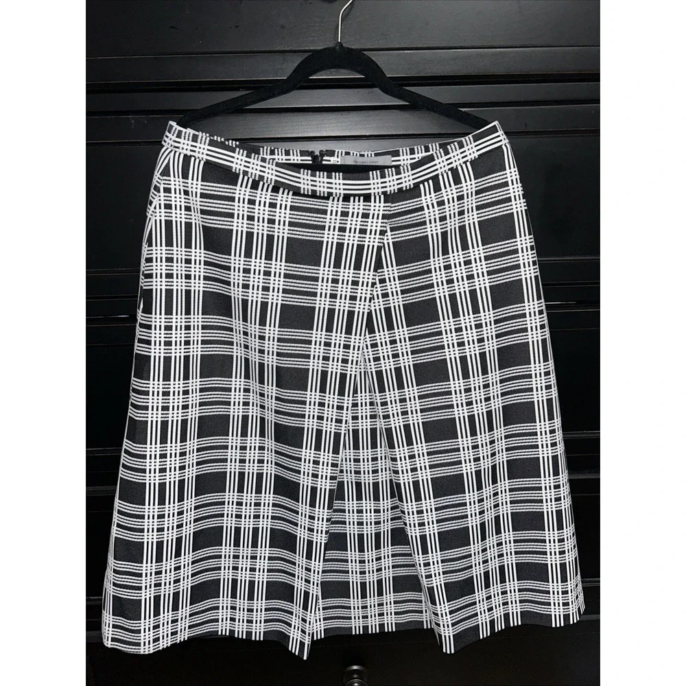 Classiques Entier Women Skirt 8 Black Plaid Box Pleat Retro Glam Corp Office Y2K